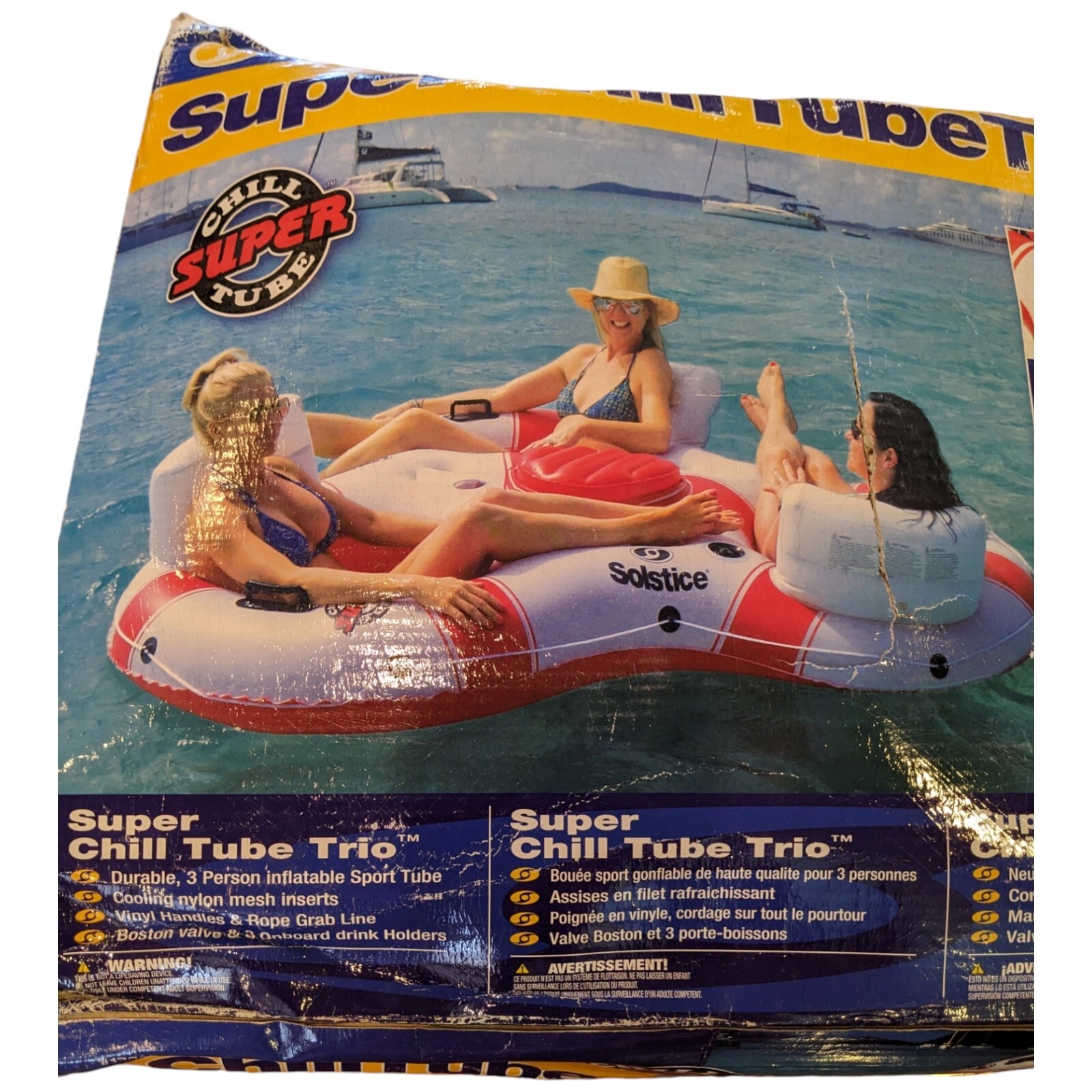 3 Person River Floating Tube Inner Drink Holder Lake Rafting Super Chill Trio