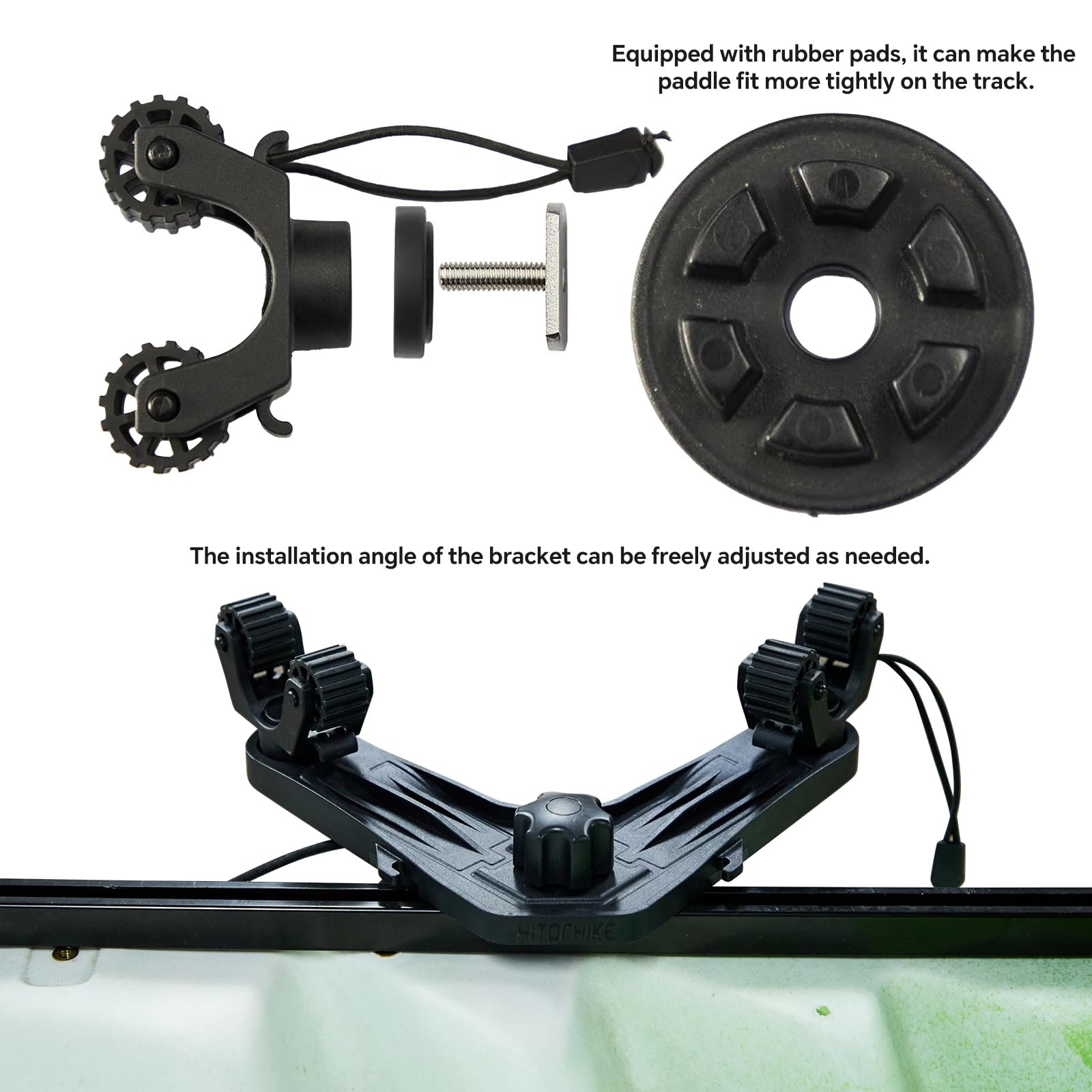 Kayak Paddle Holder Kayak Track Mount Accessories for Fishing, Doubleheader w…