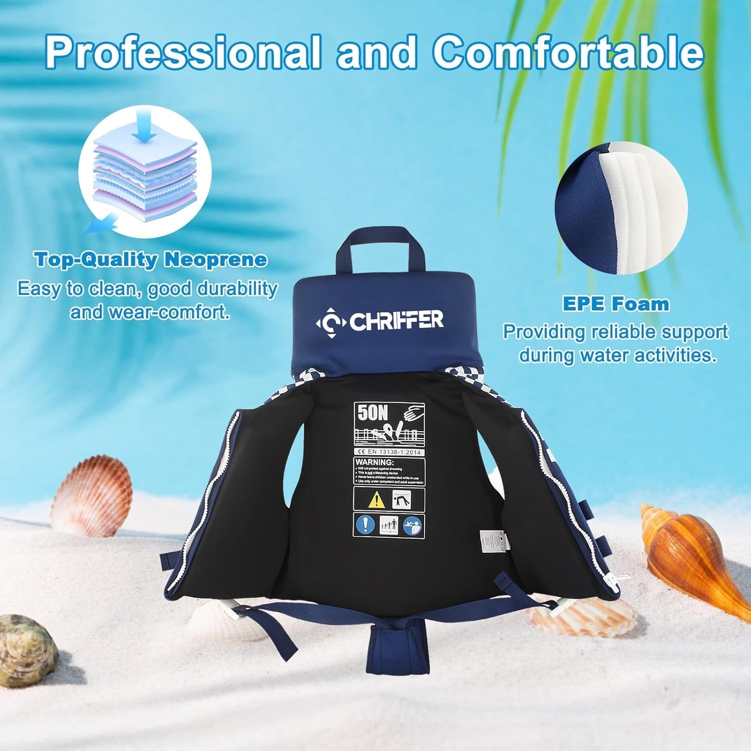 Kids Swim Vest for 30-50 Pounds Boys Easy On/Off Zipper, Swimming …