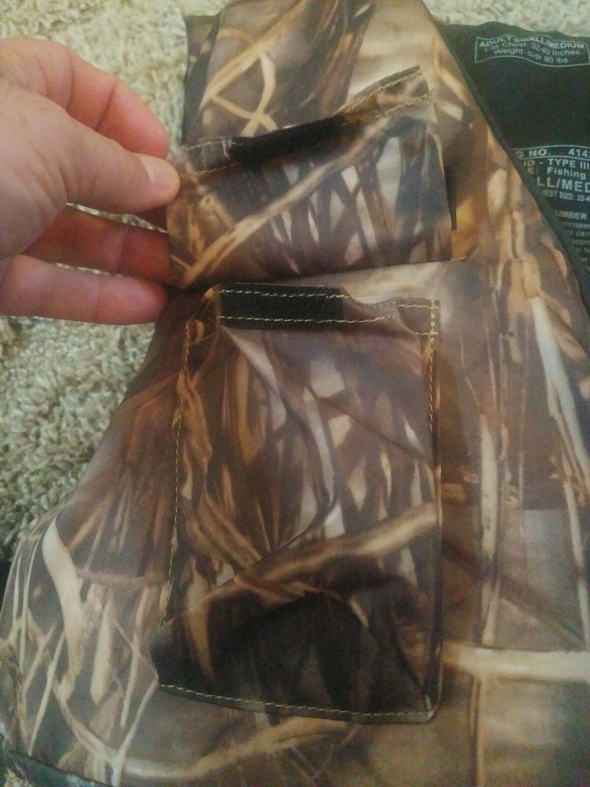 Stearns Adult S/M 32-40″ over 90 lbs Fishing Vest camouflage Coast Guard Approve