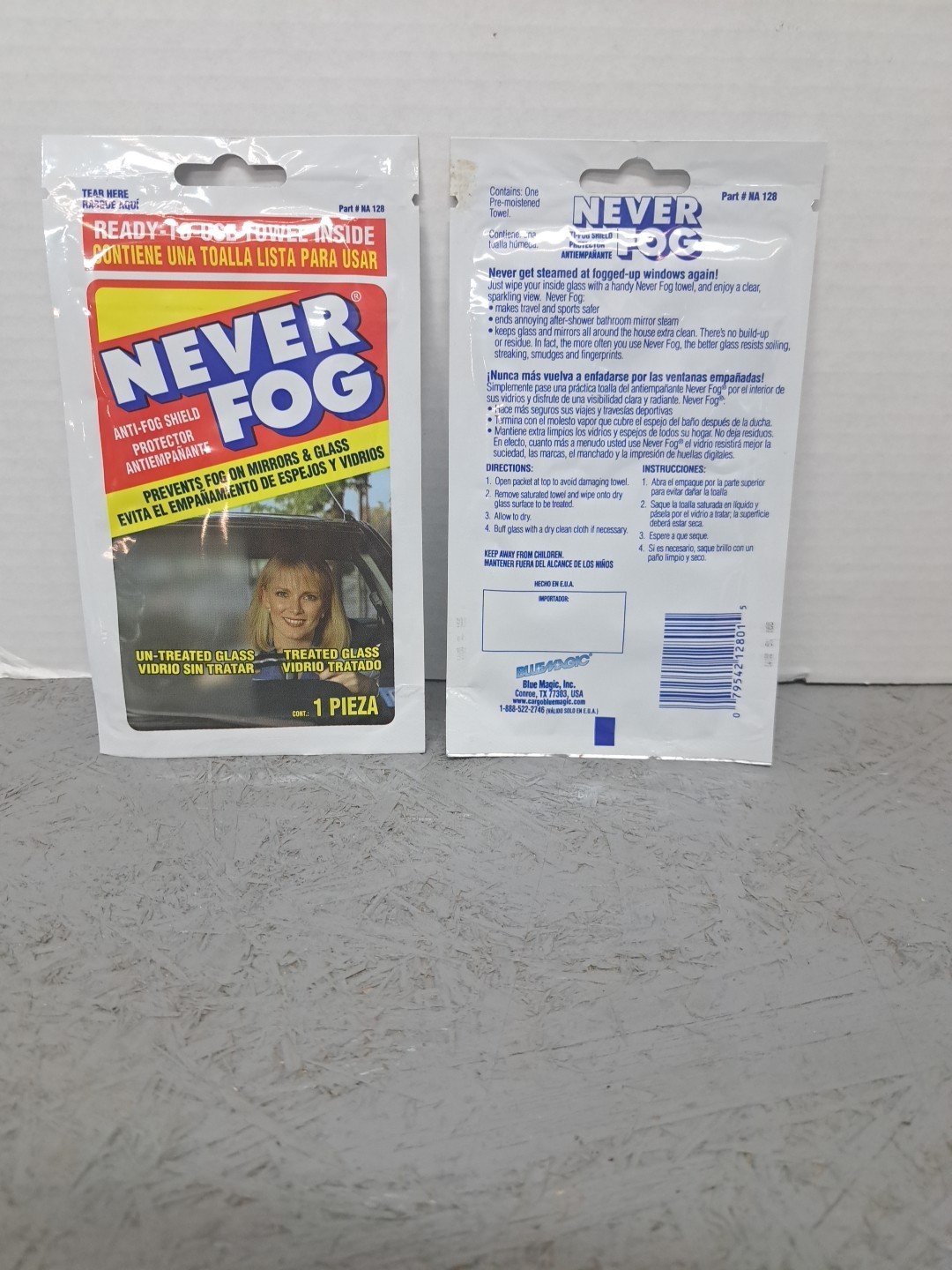 2 Blue Magic Never Fog, Anti-Fog Shield Towel, Prevent Fog on Mirrors & Glass