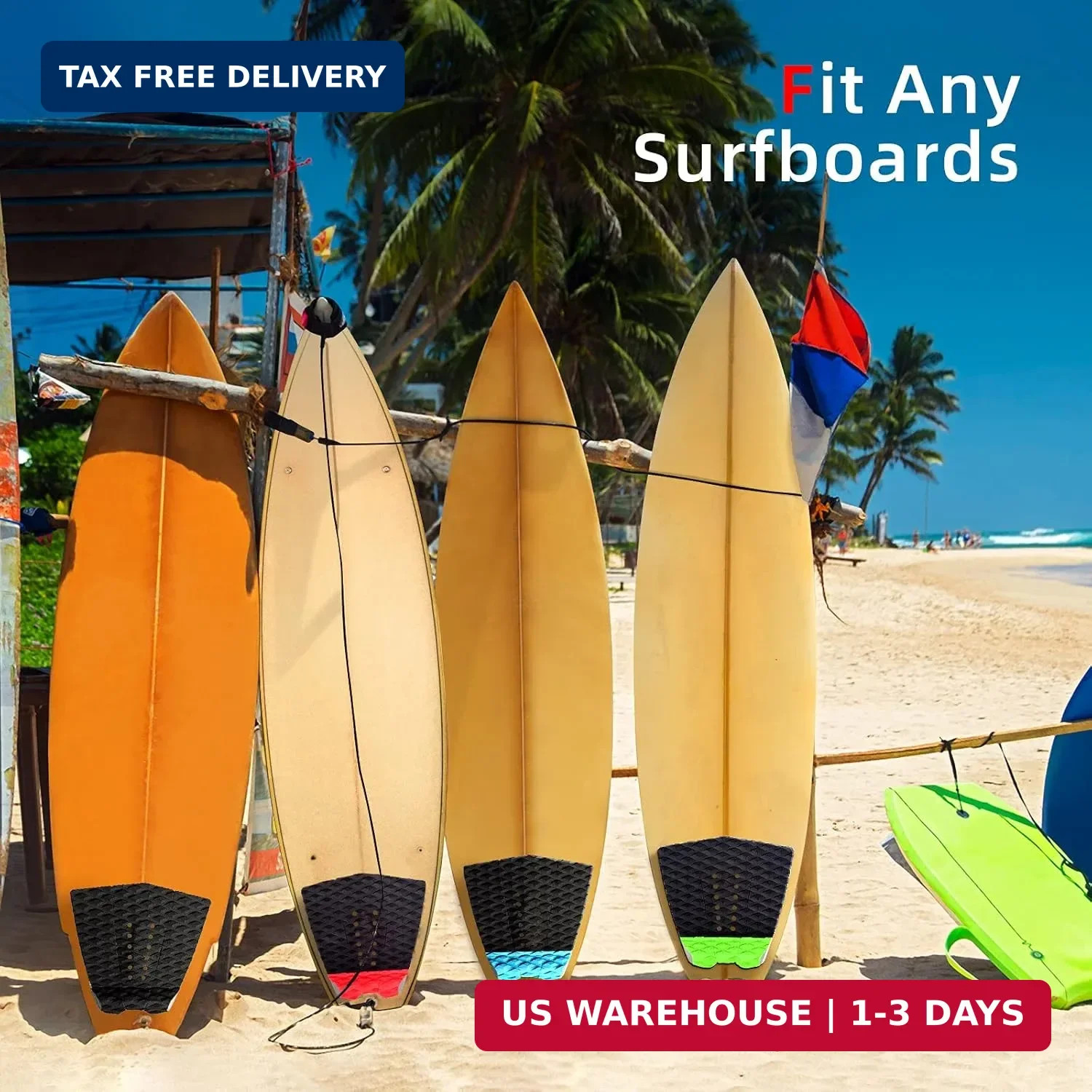 Abahub 3 Piece EVA Surfboard Deck Traction Pads with Kicker for Stomp Skimboards