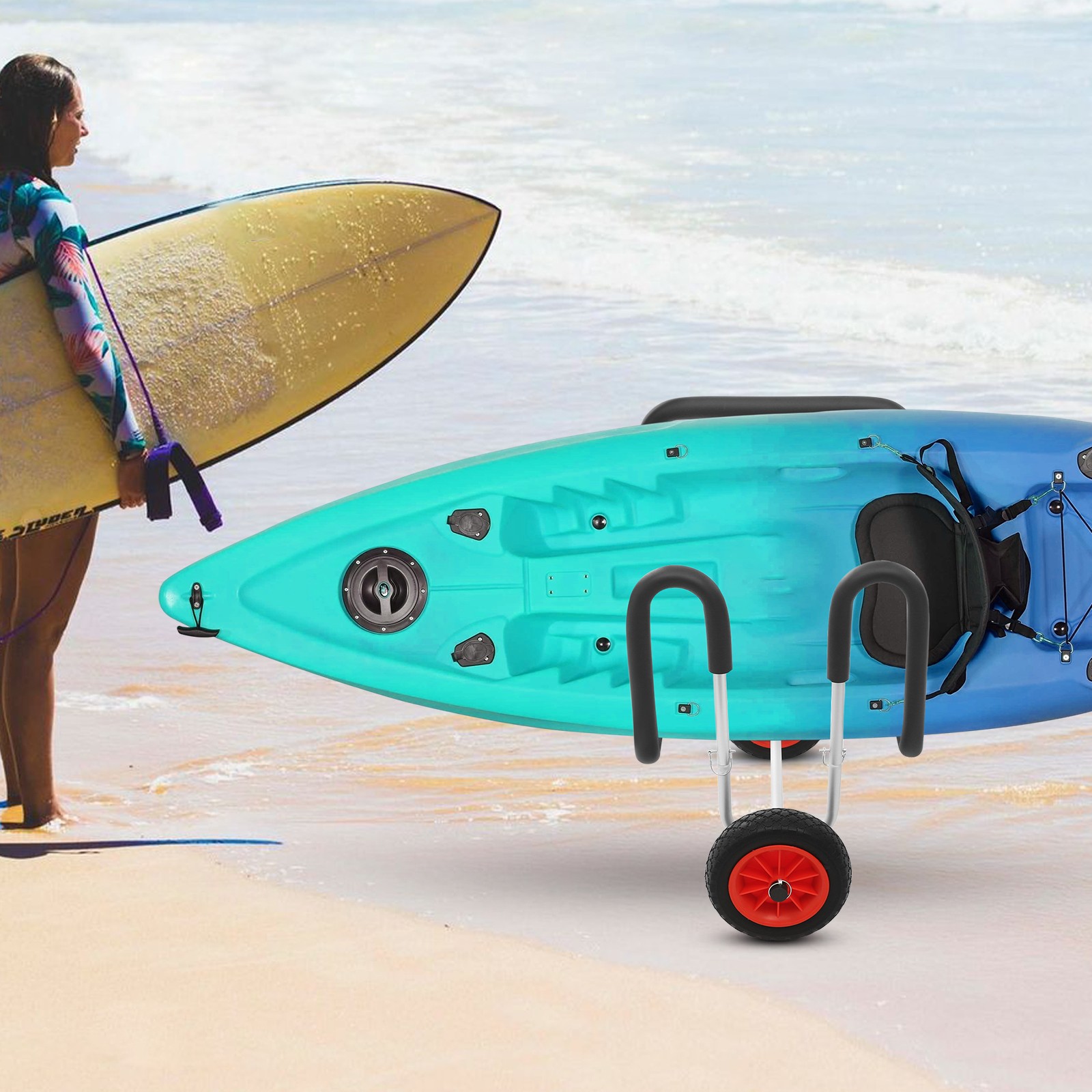 Stand Up Paddle Surfboard Trolley Carrier for 2 SUPs Kayak Transport Trolley
