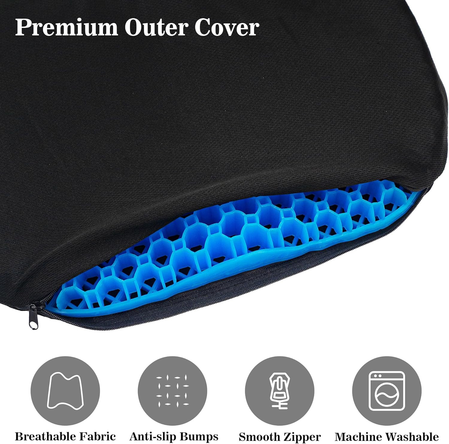 Kayak Seat Cushion, anti Slip Gel Seat Cushion for Long Sitting on Boat, Canoe,