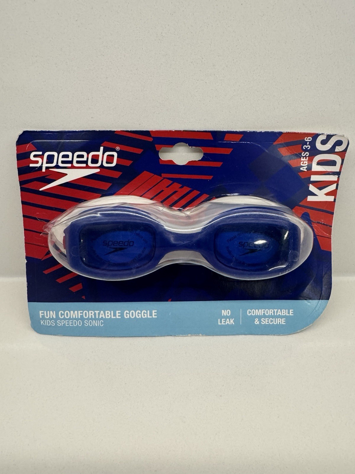 Speedo Kids’ Sonic Swim Goggles Age 3-6 blue red new sealed no leak water sport