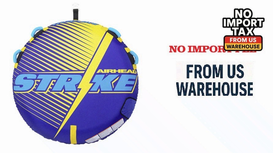 AIRHEAD Strike 1 Rider Towable Tube for Boating 54 Inch Deck Tube Nylon PVC Blue