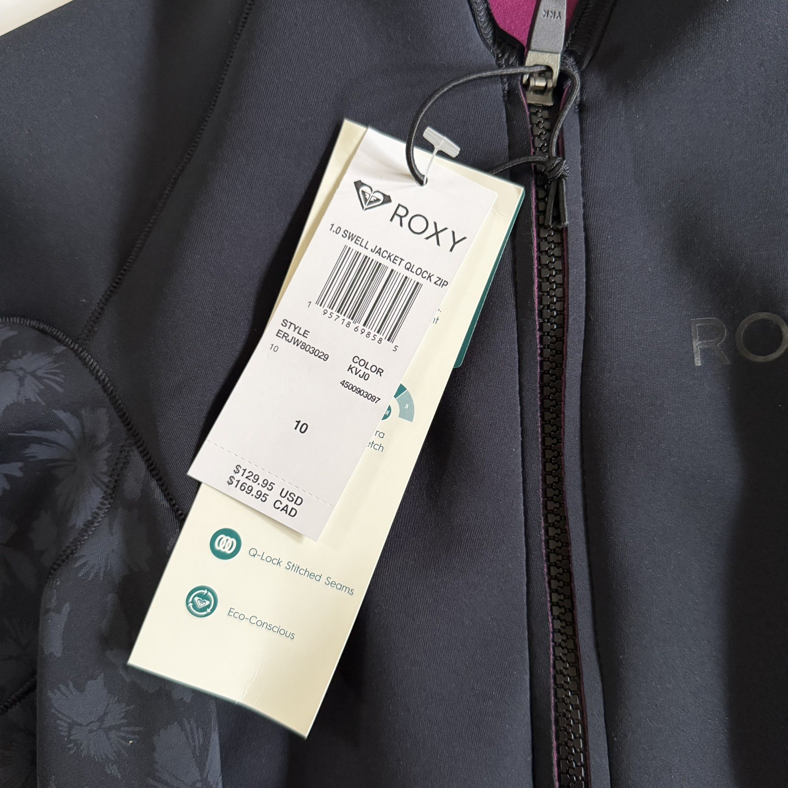 NWT ROXY Size 10 1.0 Swell Series Wet Suit Jacket Zip Qlock – Women’s Swim Beach