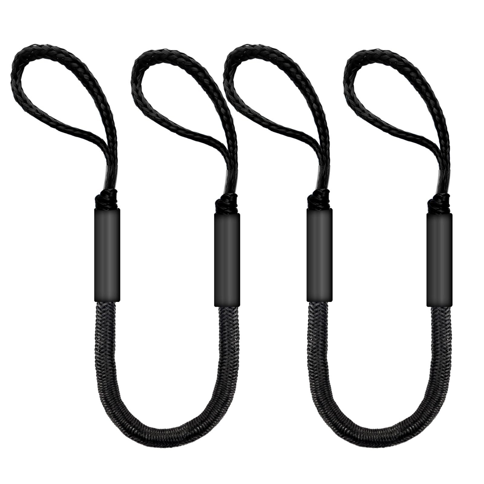 4FT Bungee Dock Lines for Boats with Loops – Shock Absorbent Black Blue