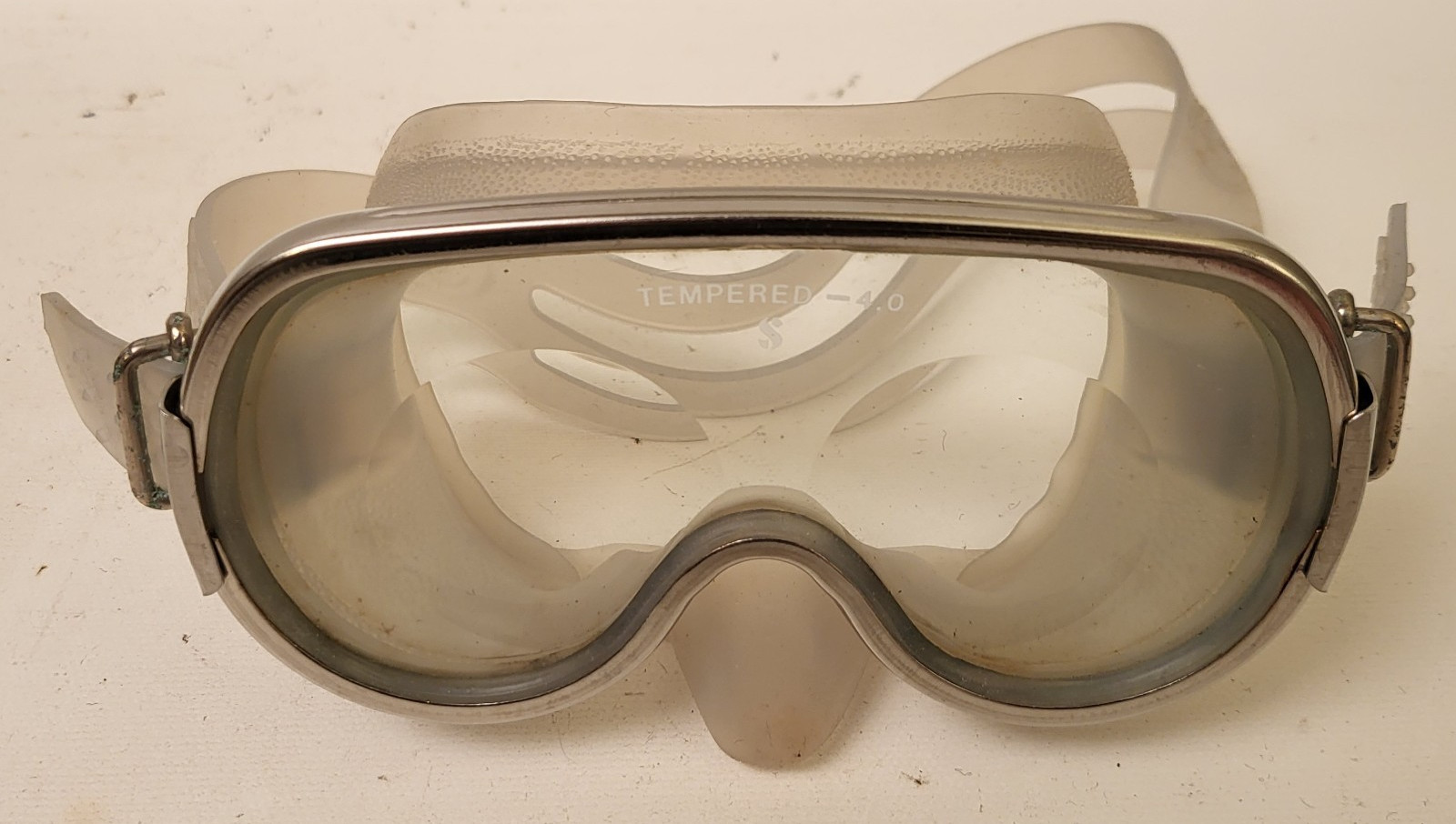 Vintage Scubapro Chrome & Tempered Glass Pro Scuba Snorkel Diving Goggles w/Box