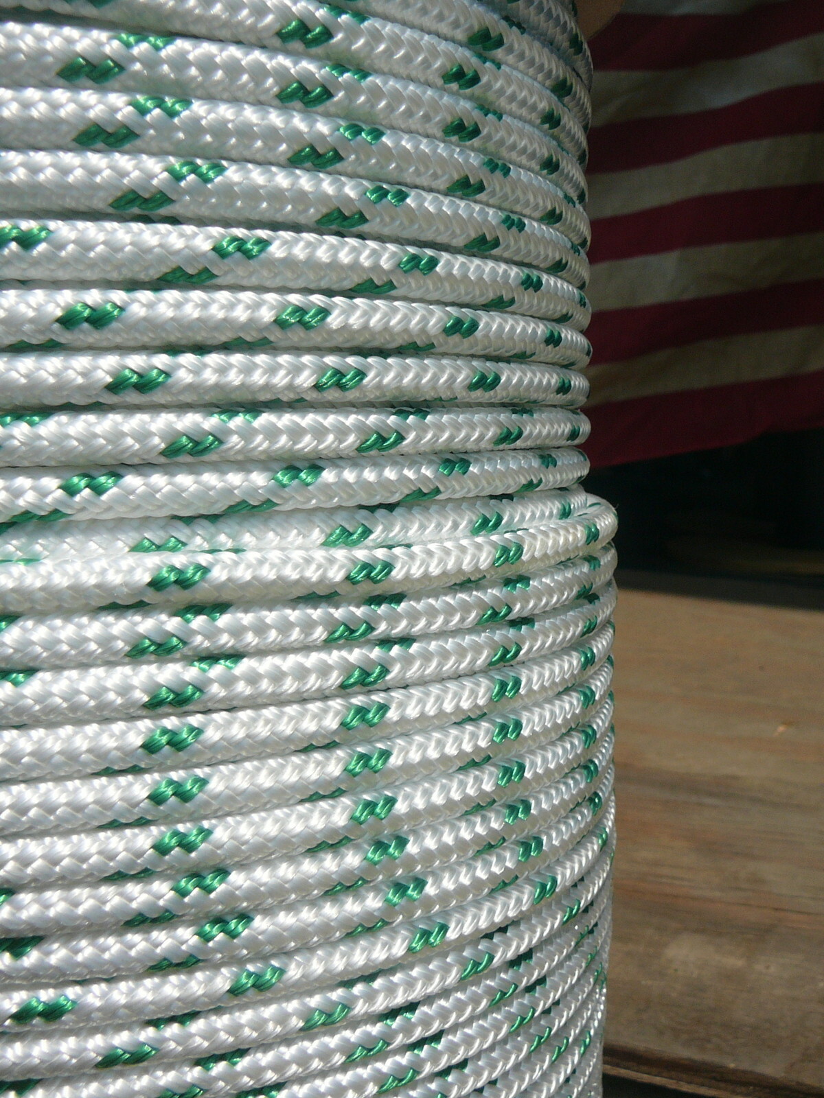 Sailboat Rigging Rope 1/4″ x 21′ White/Green Double Braided Sheet Halyard Line