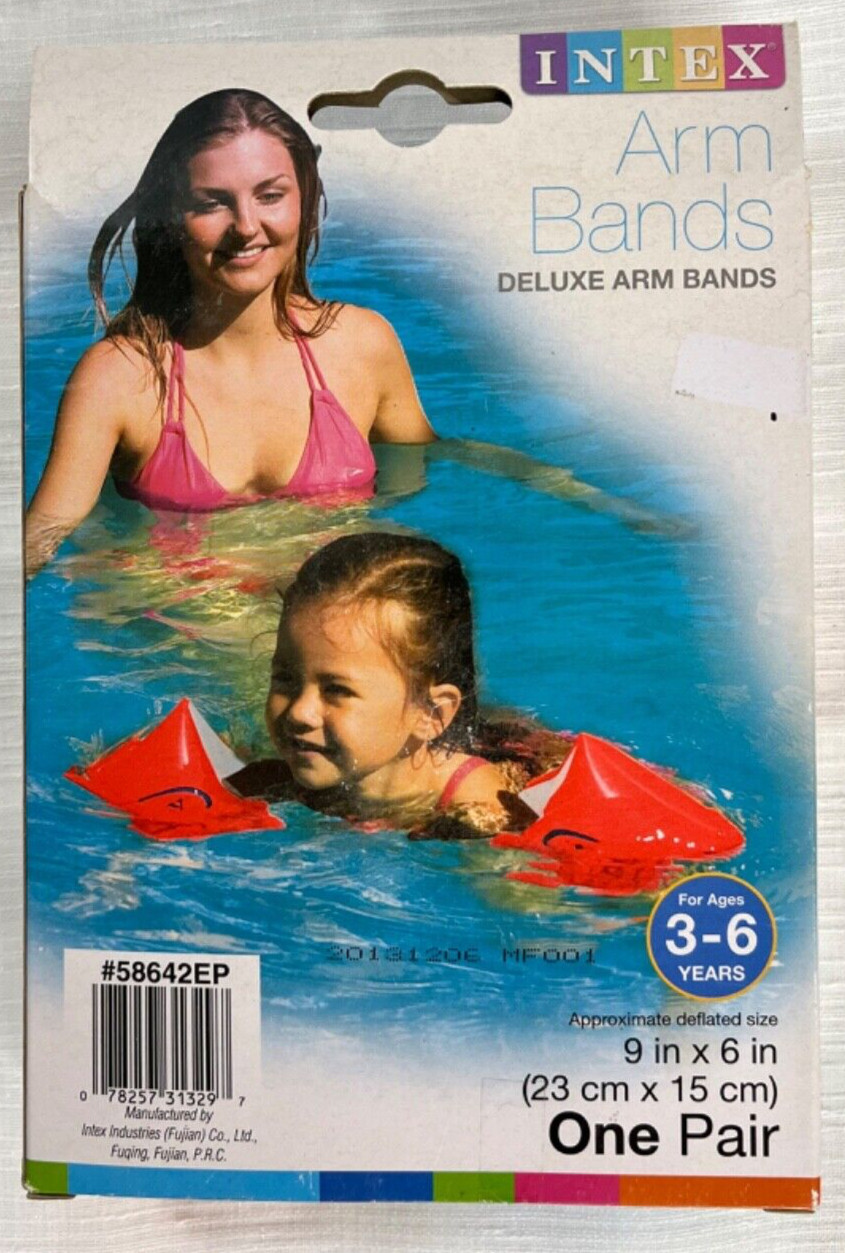 Intex Water Arm Bands Inflatable age 3-6 Deluxe Neon Red, Lil Star Pool Swimming