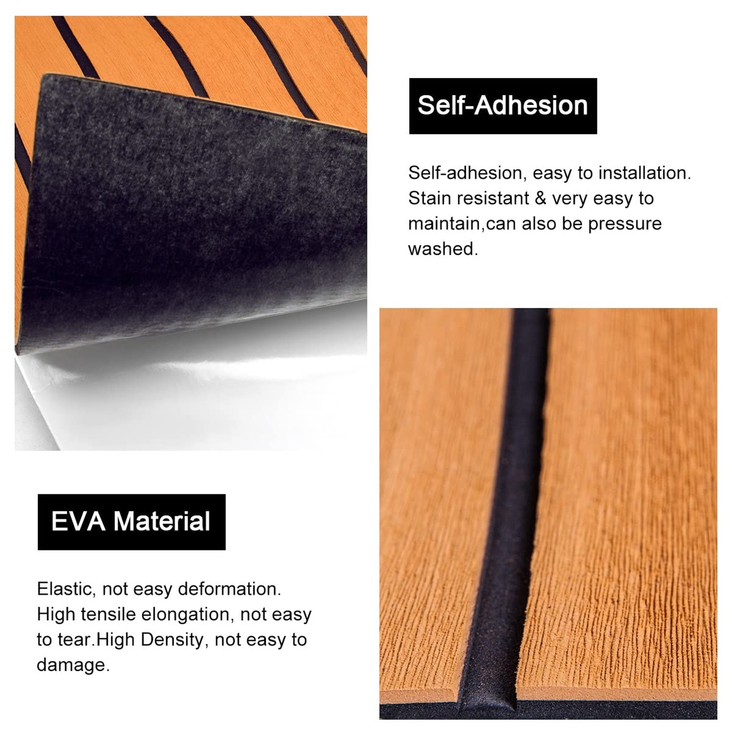 WOOWAVE EVA Foam Boat Flooring Decking Sheet Marine Mat Non-Slip and Self-Adh…