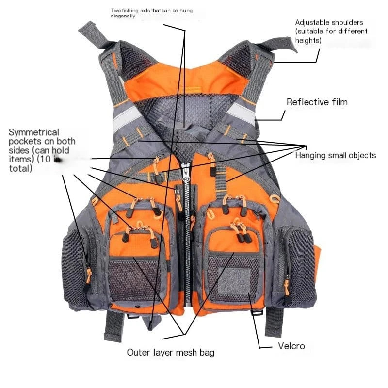 Fly Fishing Vest – Fishing Safety Life Jacket for with foam Army Green