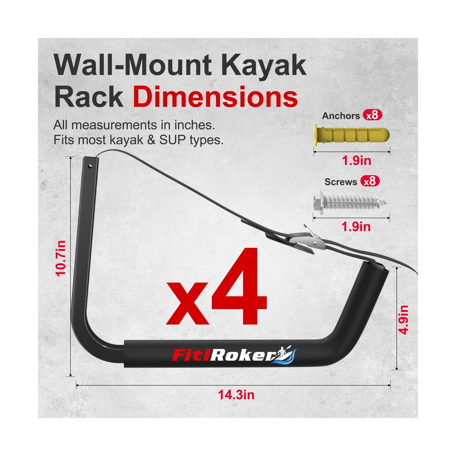 Kayak Storage Rack – 100LB Heavy Duty Kayak Wall Mount with Foa… FAST US