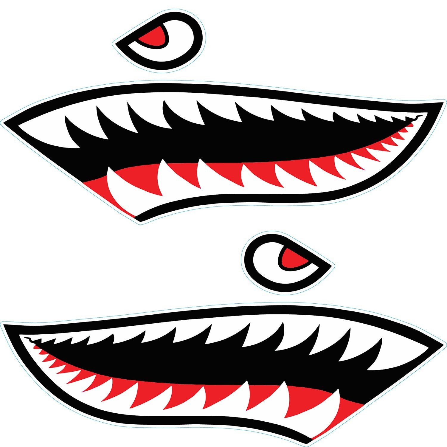 2Pcs Waterproof Shark Teeth Kayak Stickers – Funny Decals for Canoe, Boat, Jet S