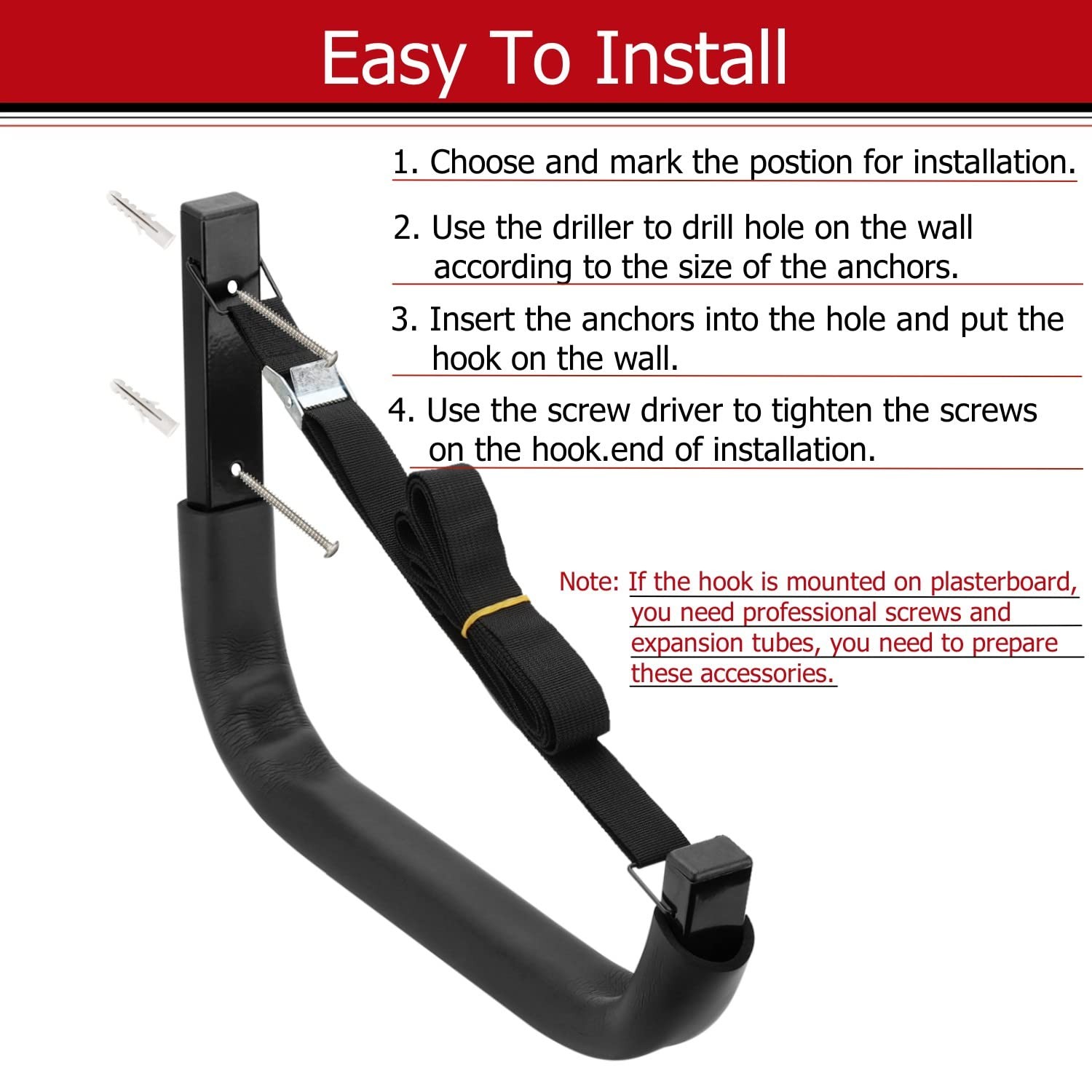 Kayak Storage Hooks, Wall Mount Garage Canoe Storage Hangers for Kayaks or Pa…