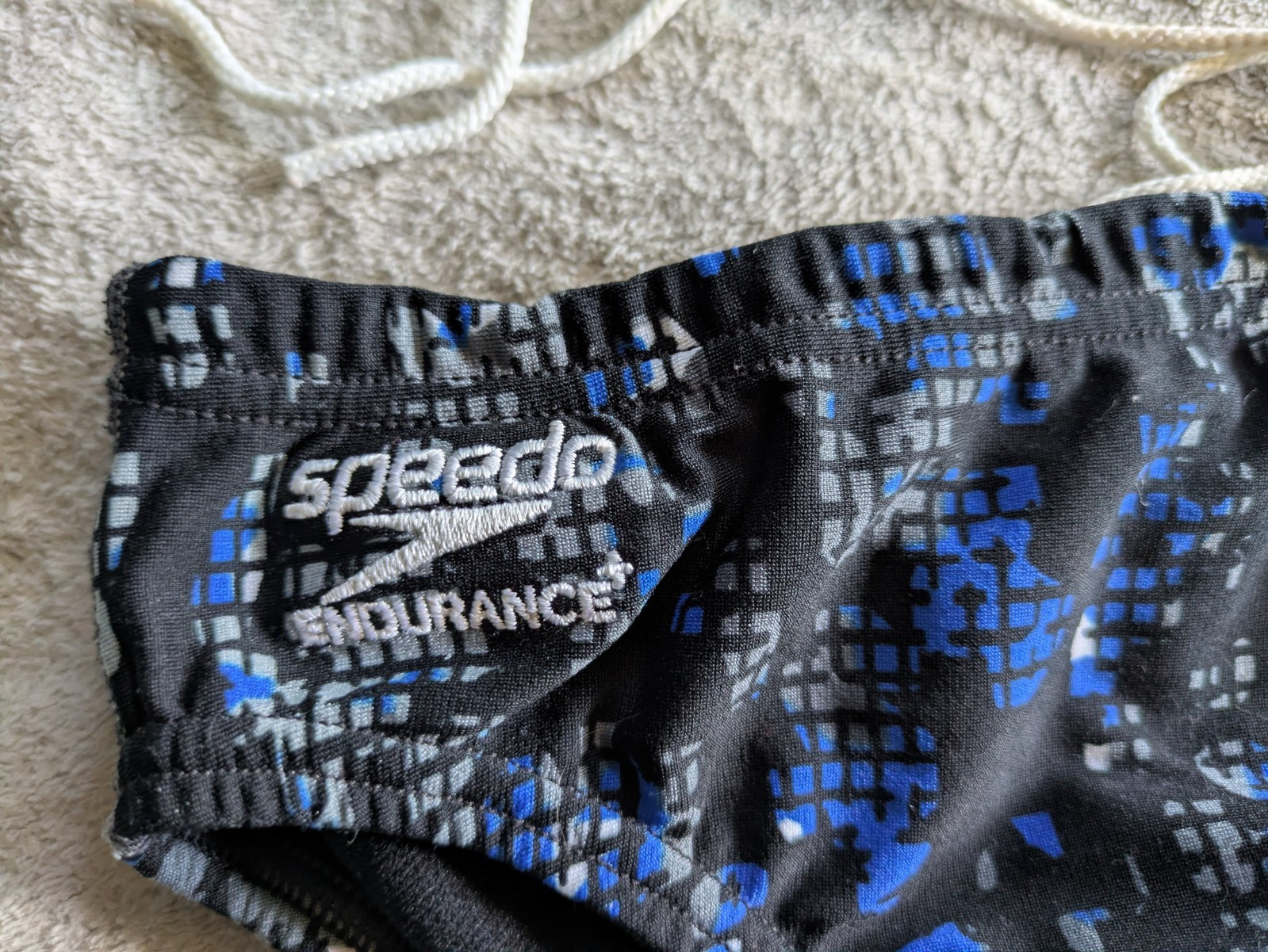 SPEEDO Endurance + Plus Swim Briefs Boys Youth 24 Blue Black White Swimsuit