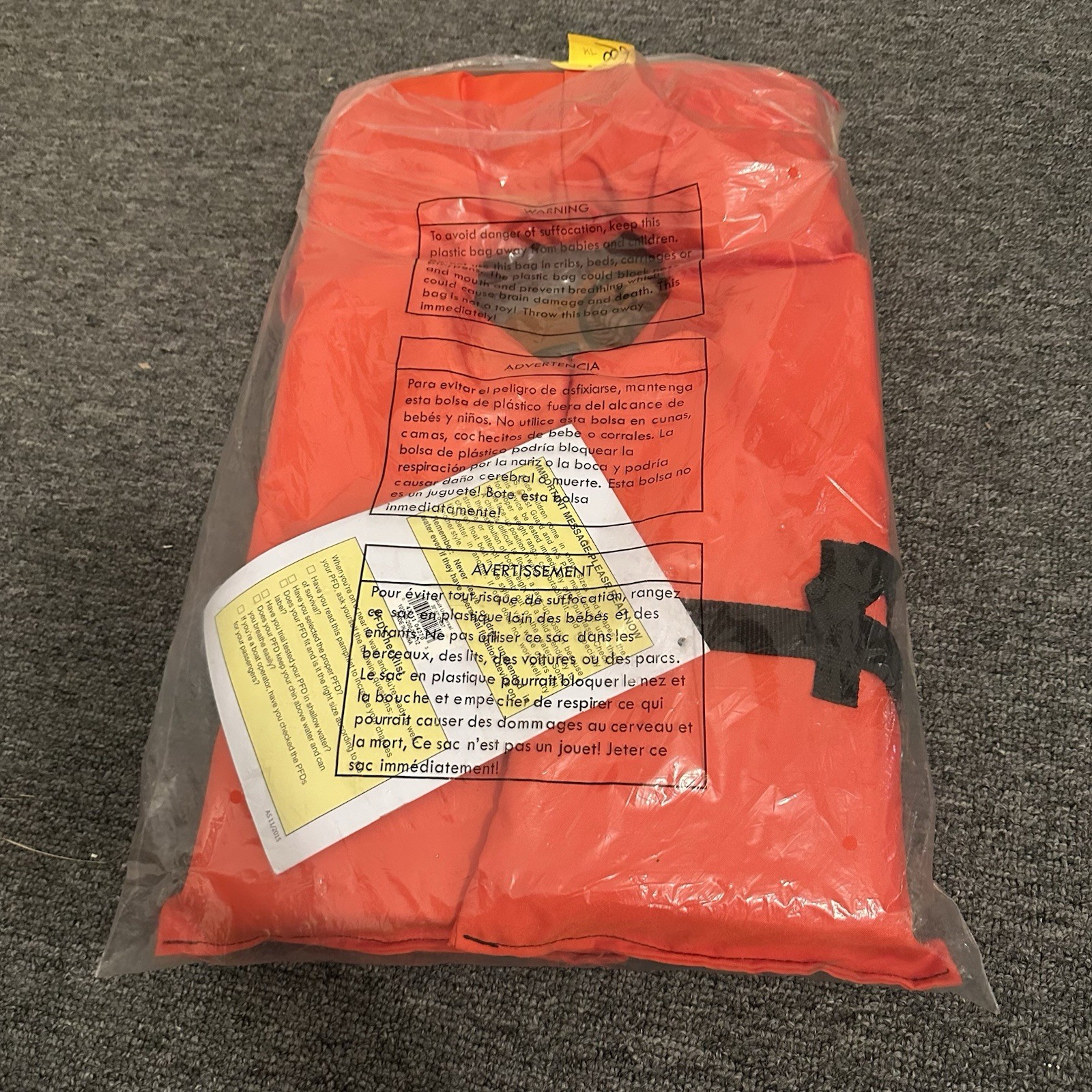 Life Jacket Adult Over 90 LBS Kent Coast Guard Approved Bouyant Life Vest Orange