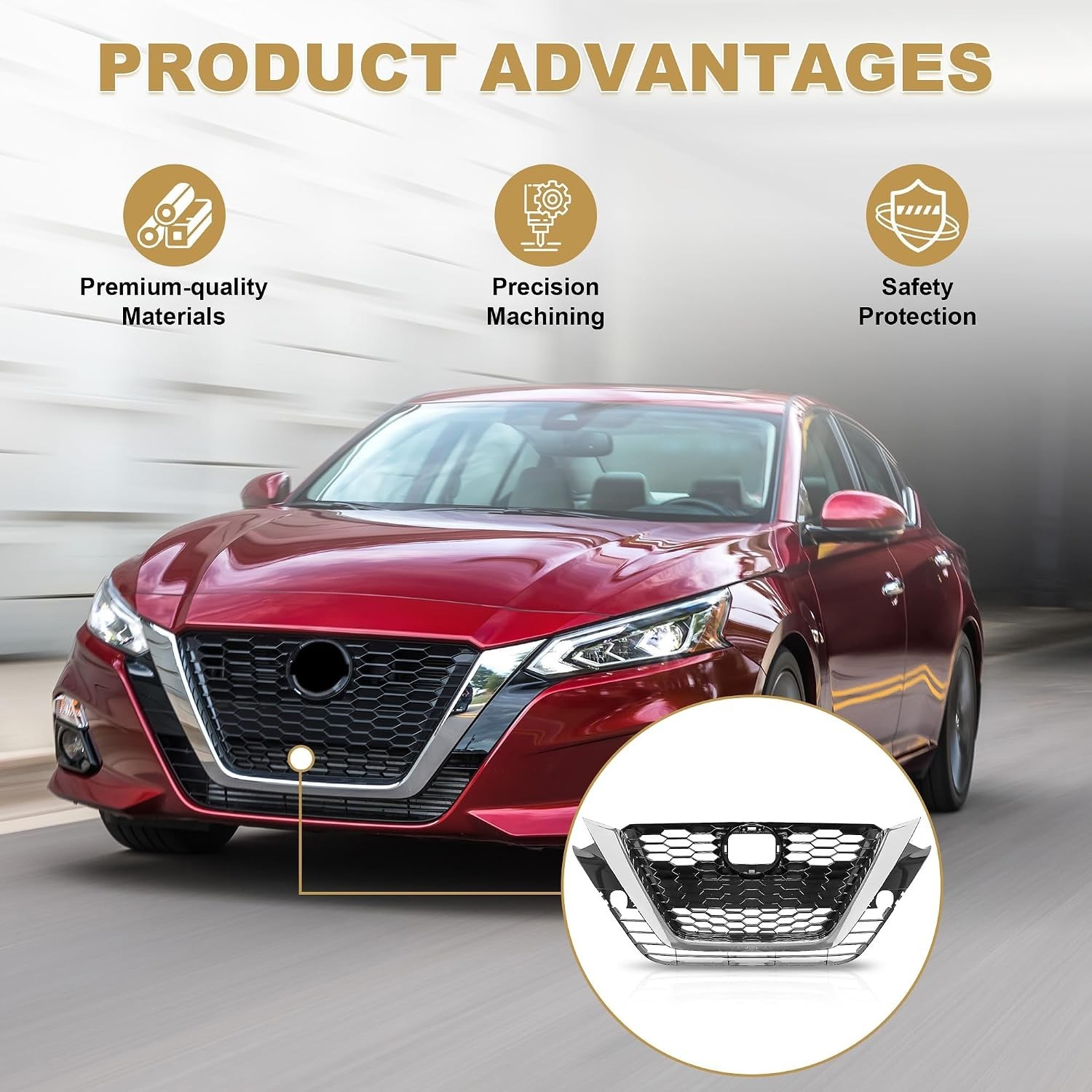 Front Upper Bumper Grille Hood Mesh Grill Assembly Compatible with 2019 2020 202