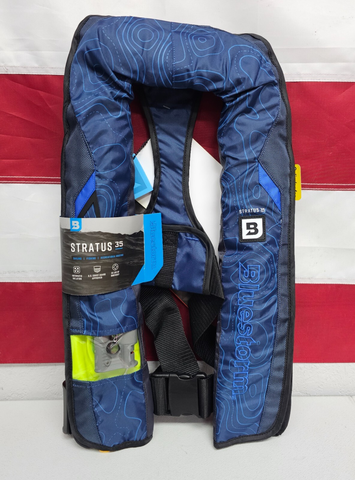 Bluestorm Stratus 35 Inflatable Life Jacket USCG Approved Type 2 PFD, Navy Blue