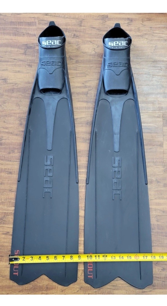 SEAC Shout Long Fins for Freediving, Scuba, Spearfishing, US Size 6.5, Euro 40