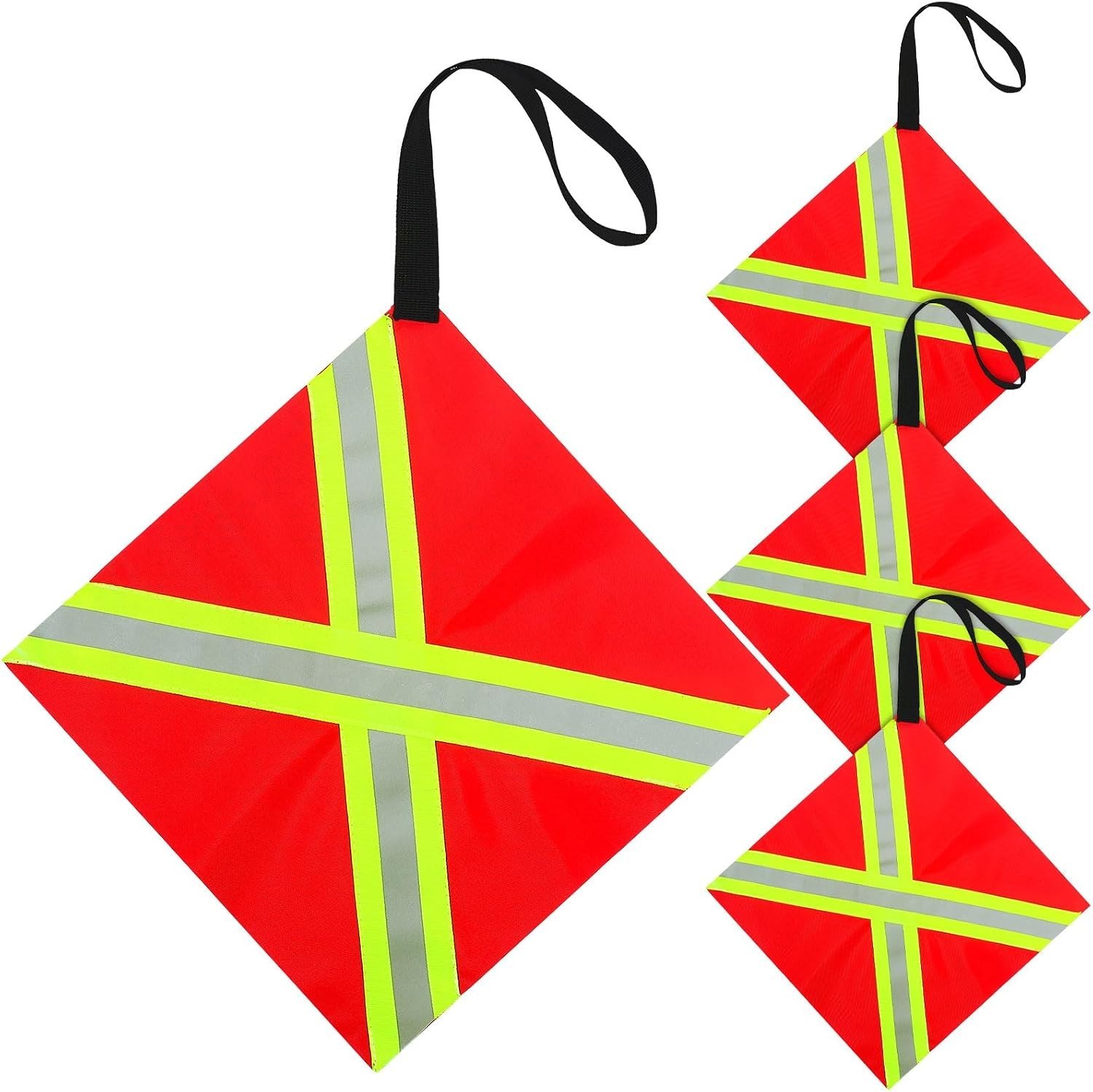 4 Pcs Safety Red Tow Flag for Truck Reflective Warning Kayak Red Flag Truck Load