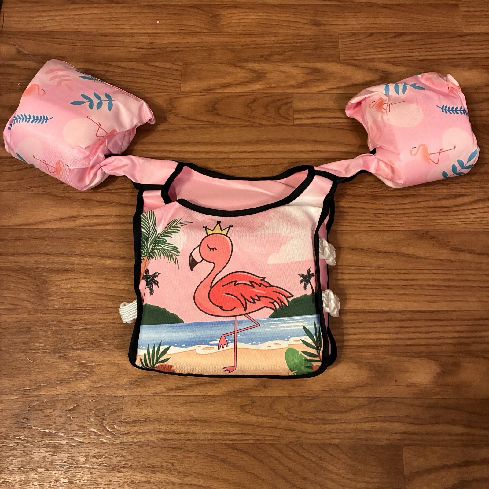 New Little Girls Life Jacket With Arm Floats For 30-66 Pounds 2-6 Years Old Pink