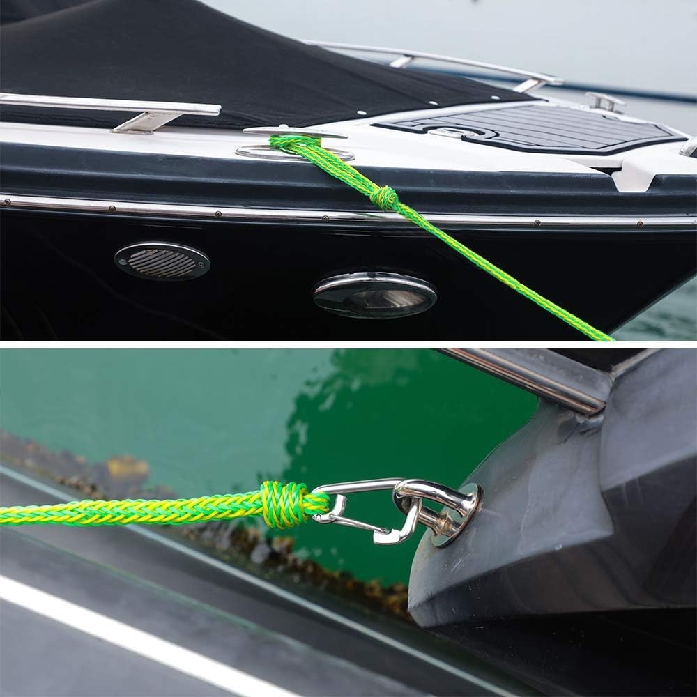 Kayak Tow Rope Heavy Duty Boat Dock Line w/ Clip 316 Hook for PWC Pontoon 7FT
