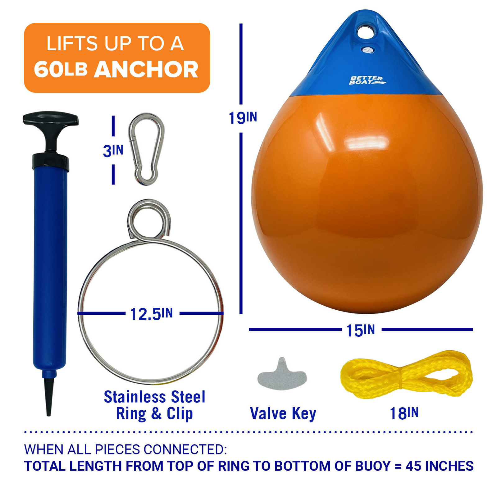Anchor Bouy and Retrieval Ring Vinyl Boat Buoy Balls Round Mooring Marker
