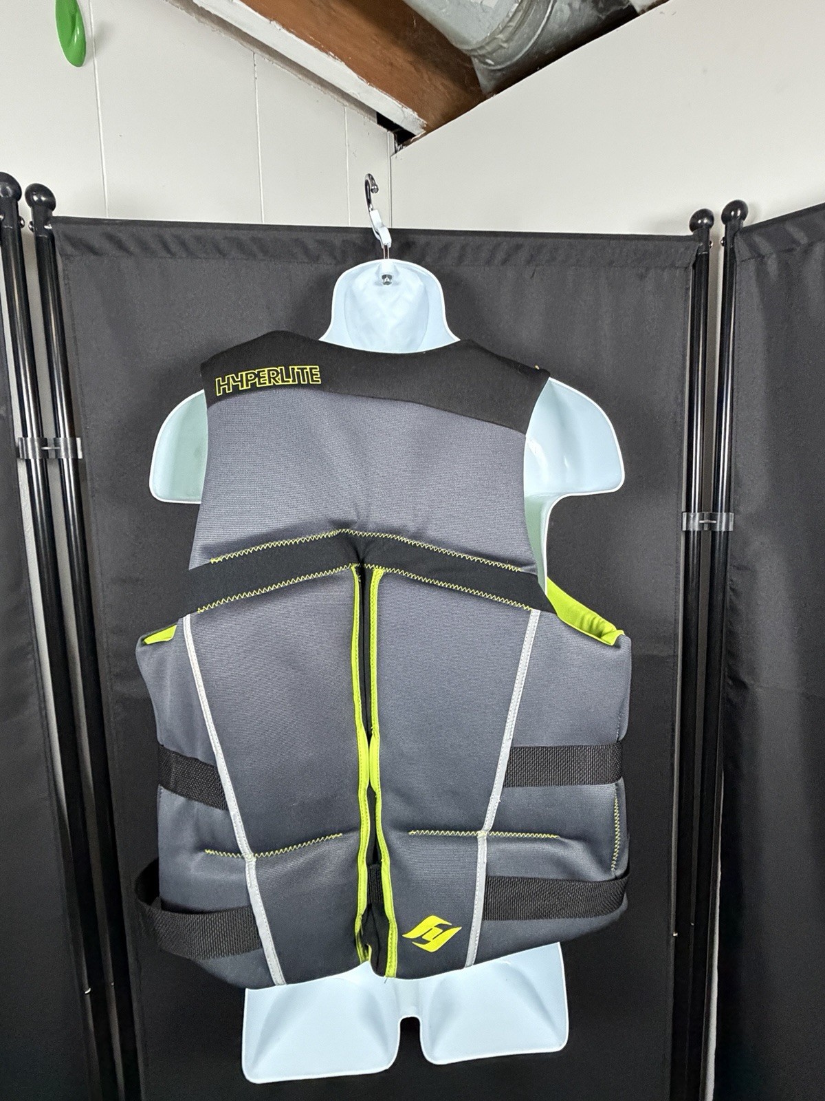 Hyperlite Men’s 2XL Life Jacket Vest Gray Black Neon Yellow USCG Approved
