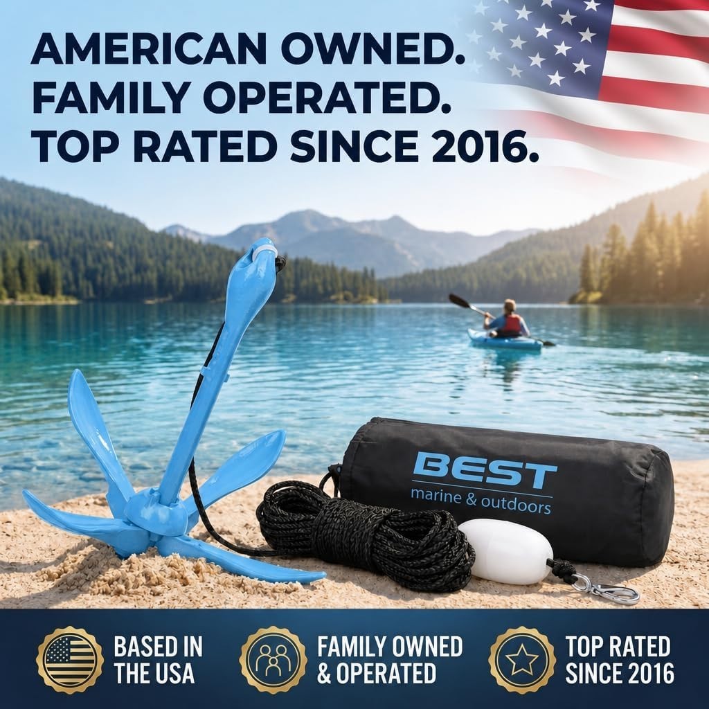 3.5 Pound Folding Kayak Anchor Kit for Secure Hold in Various Water Conditions