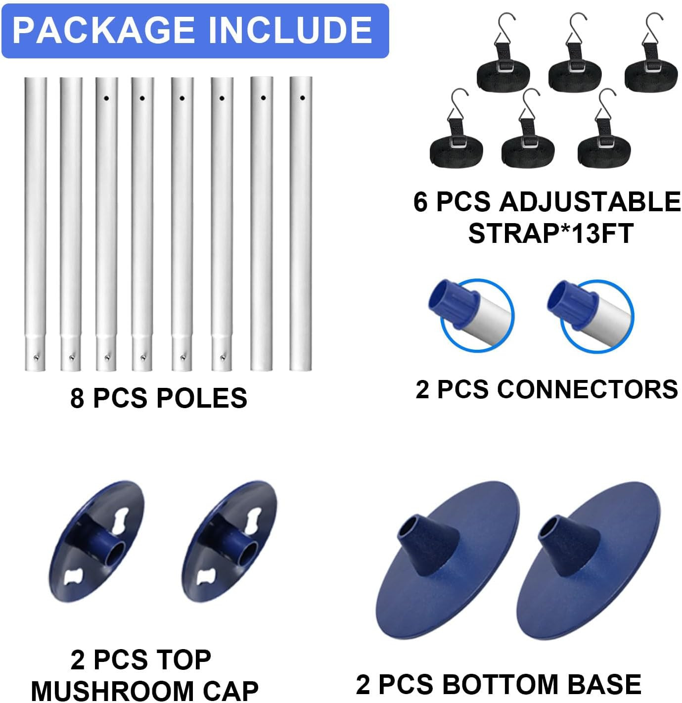 2 Pack Boat Cover Support Poles Height Adjustable Support System