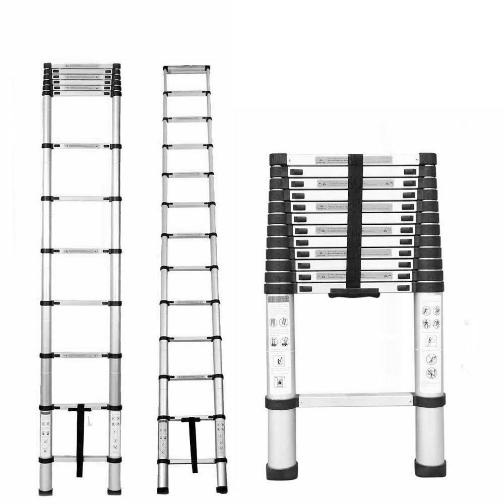 330lbs 10.5FT Aluminum Extension Telescoping Heavy Duty Lightweight Step Ladder