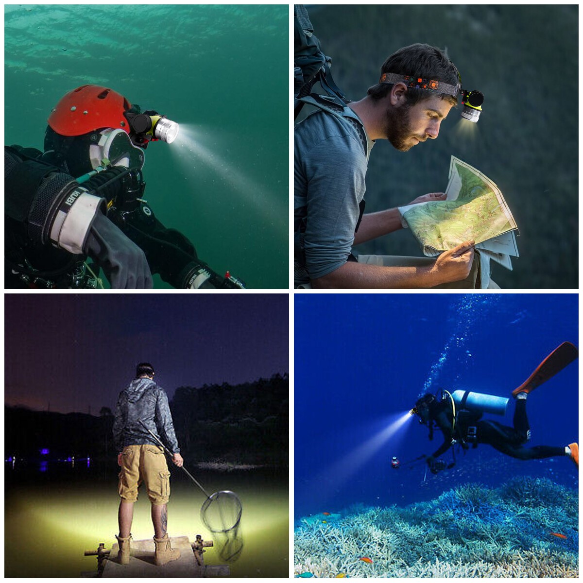 Scuba Diving LED Headlamp Underwater 262ft Waterproof Headlight Head Dive Torch
