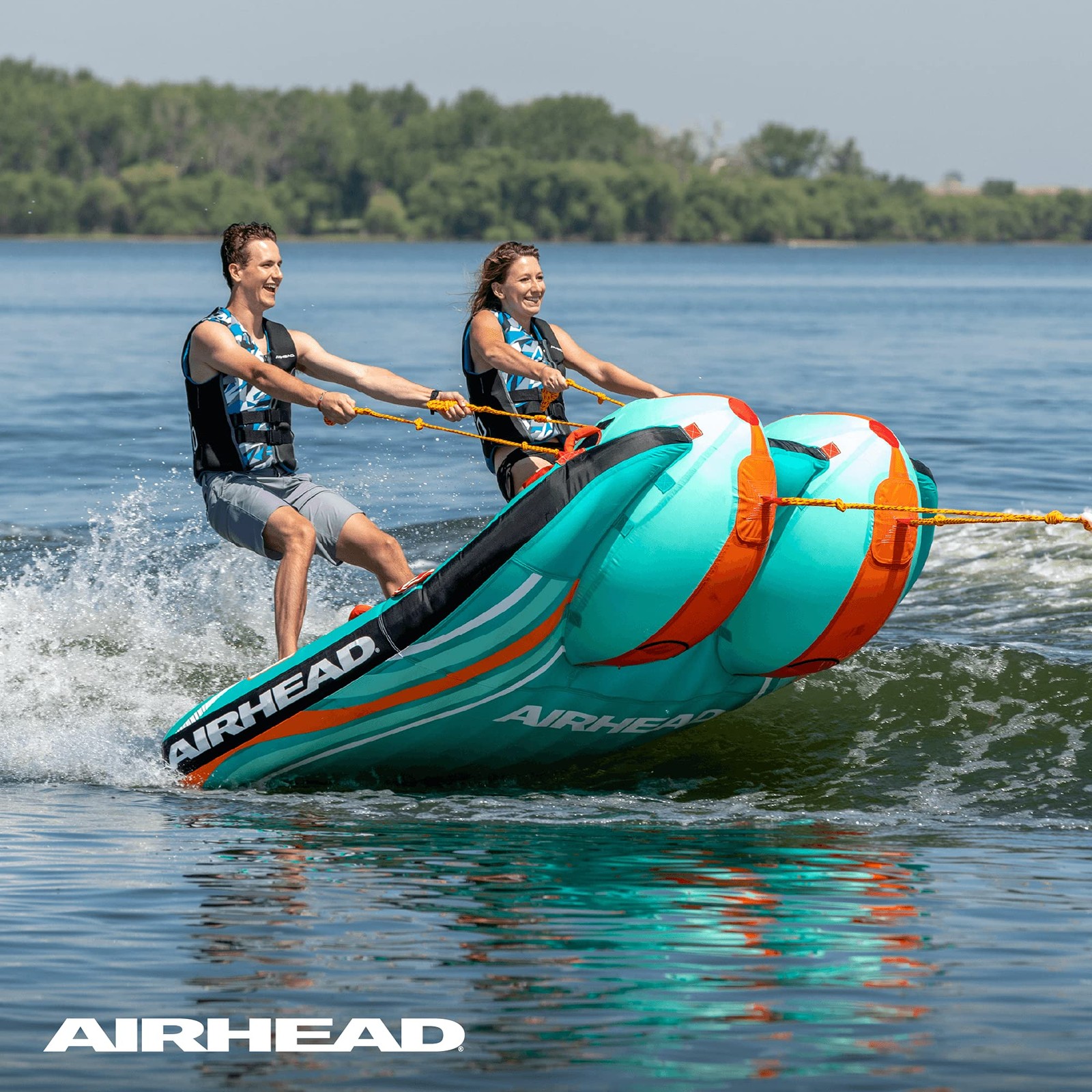 AIRHEAD Grandstand-2 Towable Inflatable Tube for Boating Water Sports 1-2 Rider