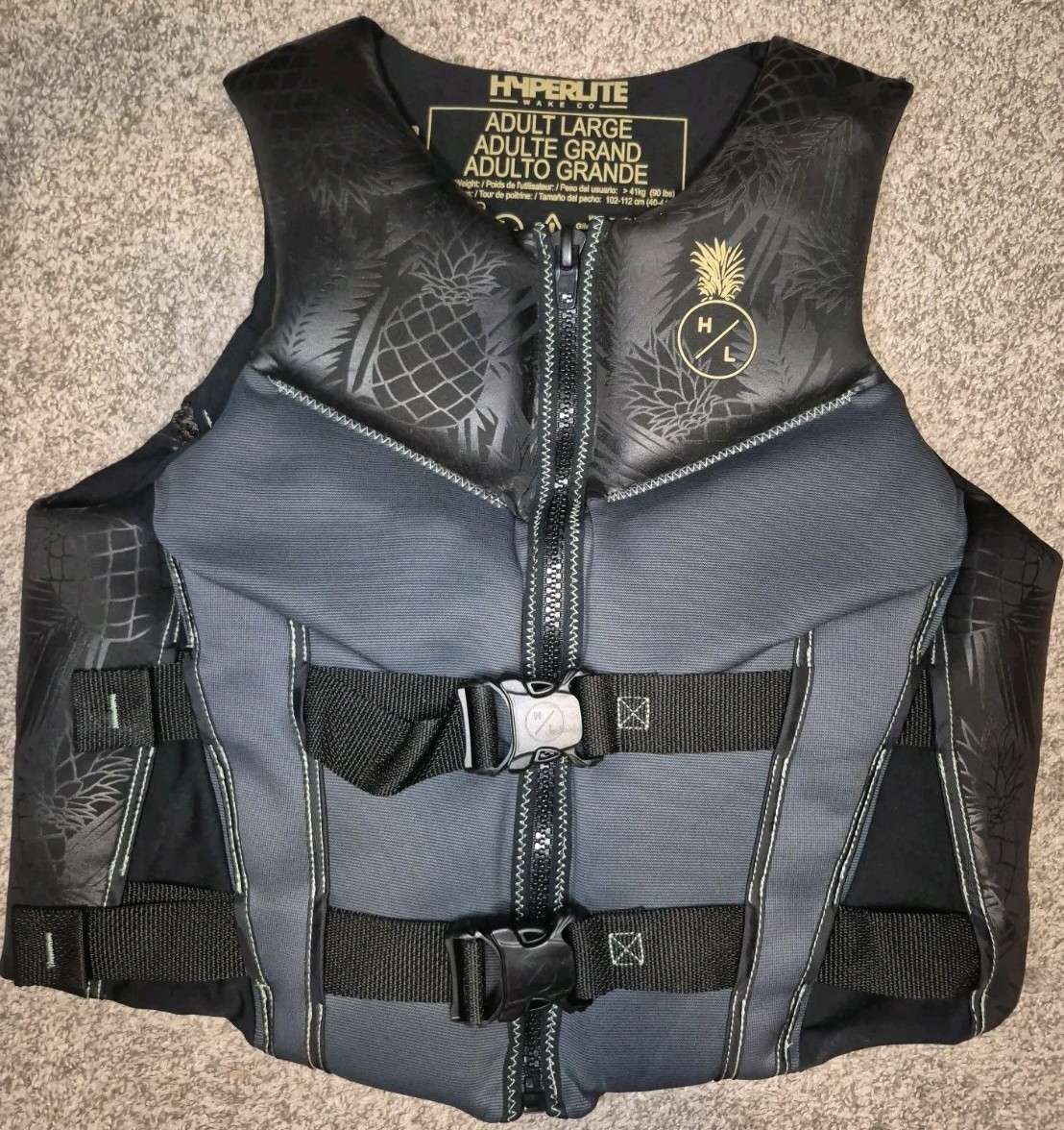 Hyperlite Wake Co 3241 Adult Large Life Vest Jacket Wakeboarding Tropical
