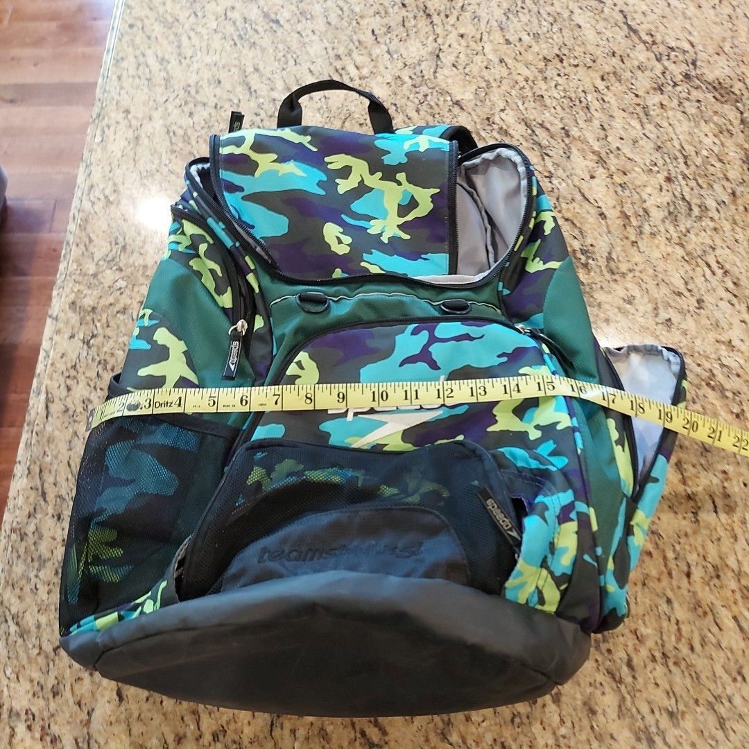 Speedo Teamster 35L Swim Backpack Aqua Lime Camo Swimming Water Pool Sports Bag