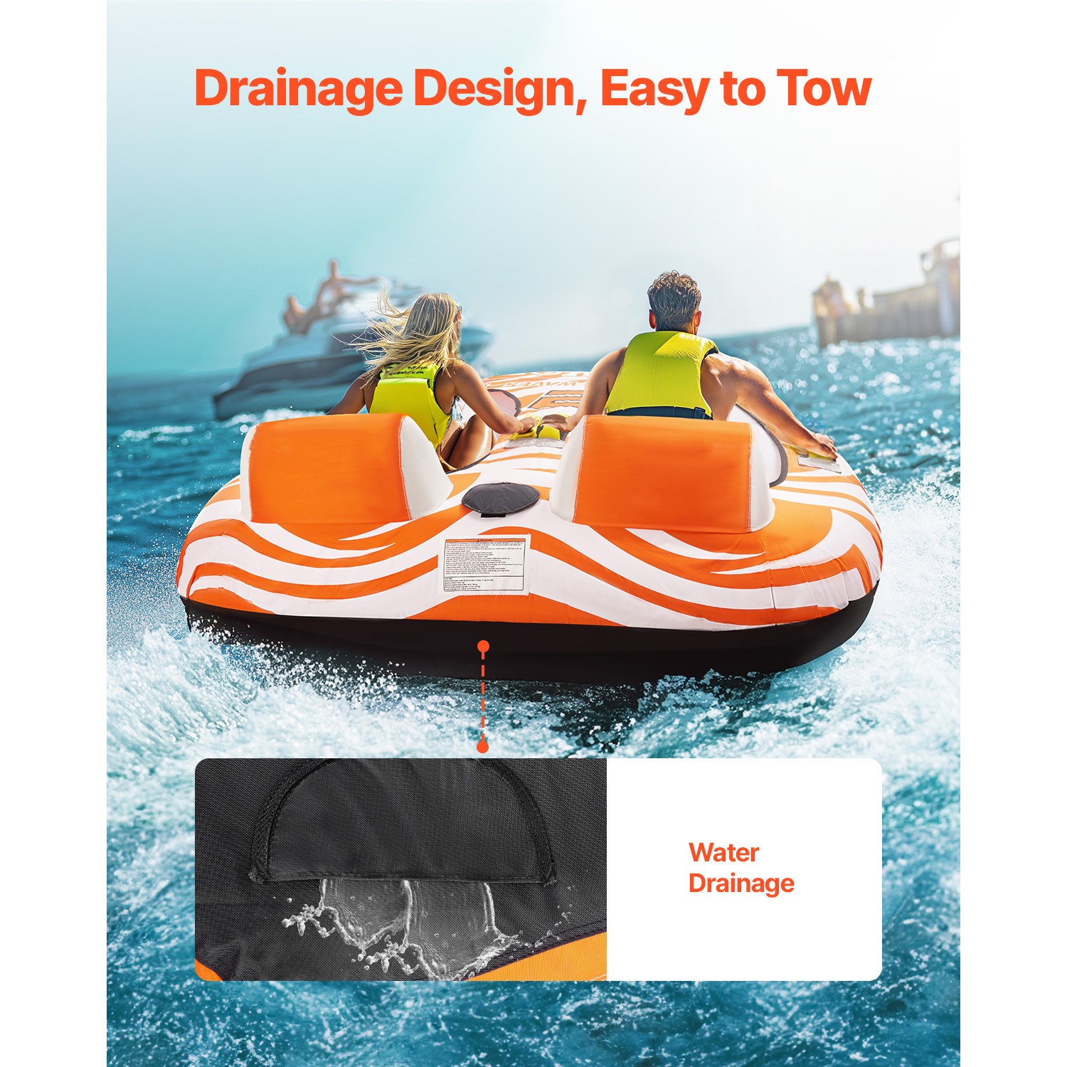 Uimoso Towable Tubes for Boating 2-Person Inflatable Boat w/2 Cockpits&Backrests