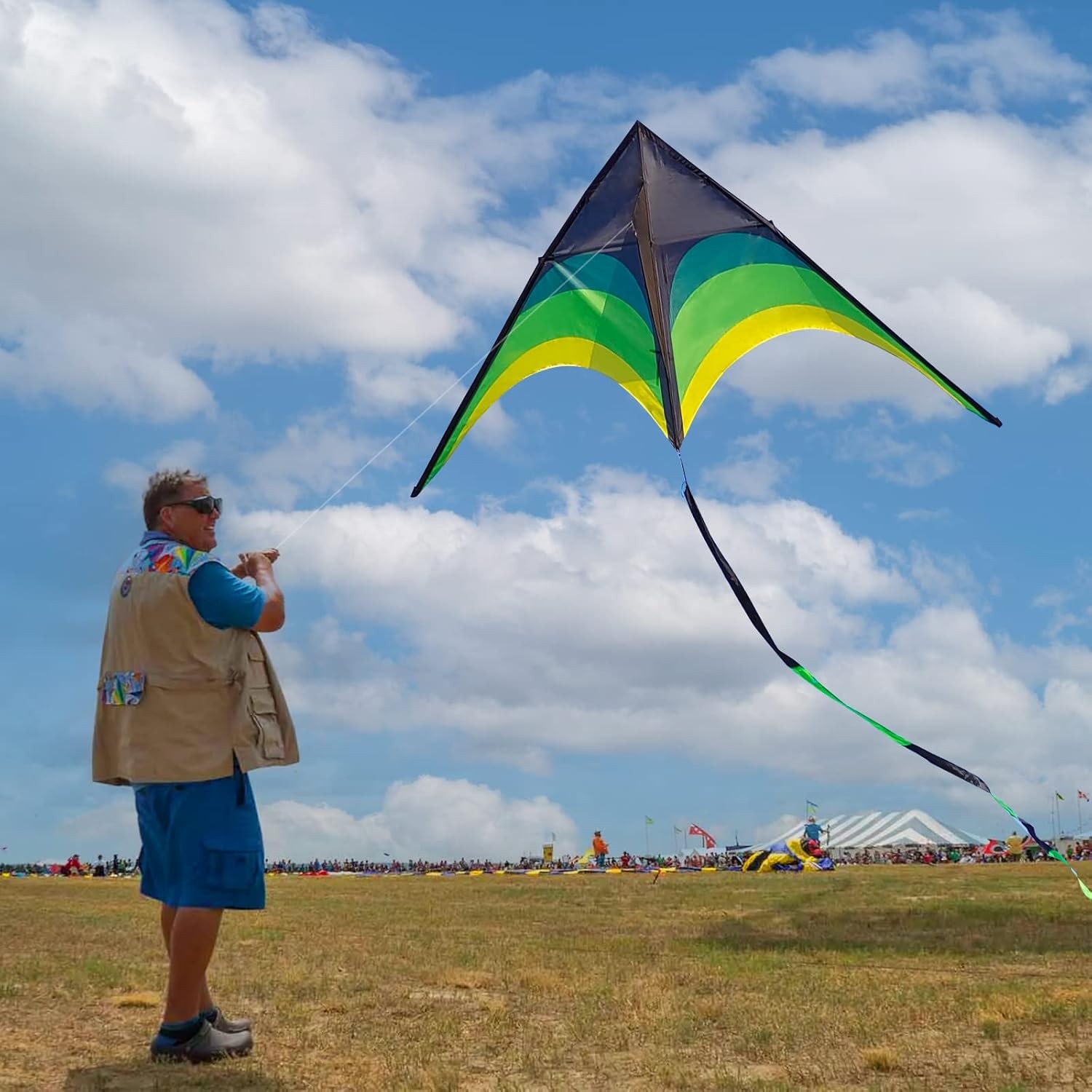 110” Delta Kite for Adults Easy to Fly Best for Beginners with 98ft Tail