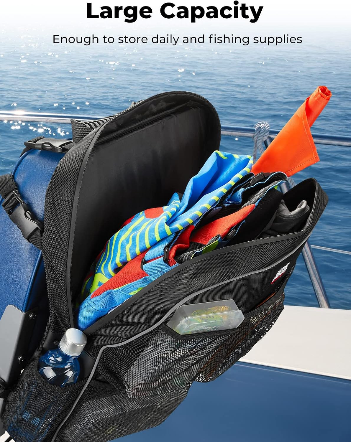 Boat Storage Bag, Boat Seat Backpack Boat Storage Organizer with Mesh Pockets, W