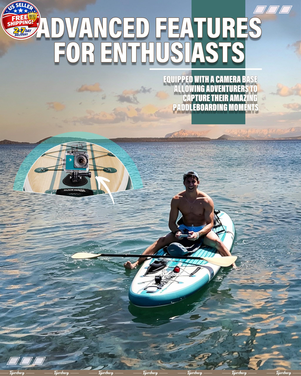 Paddle Board, 10.8′ Stand Up Paddle Board with Premium Complete Inflatable SUP A