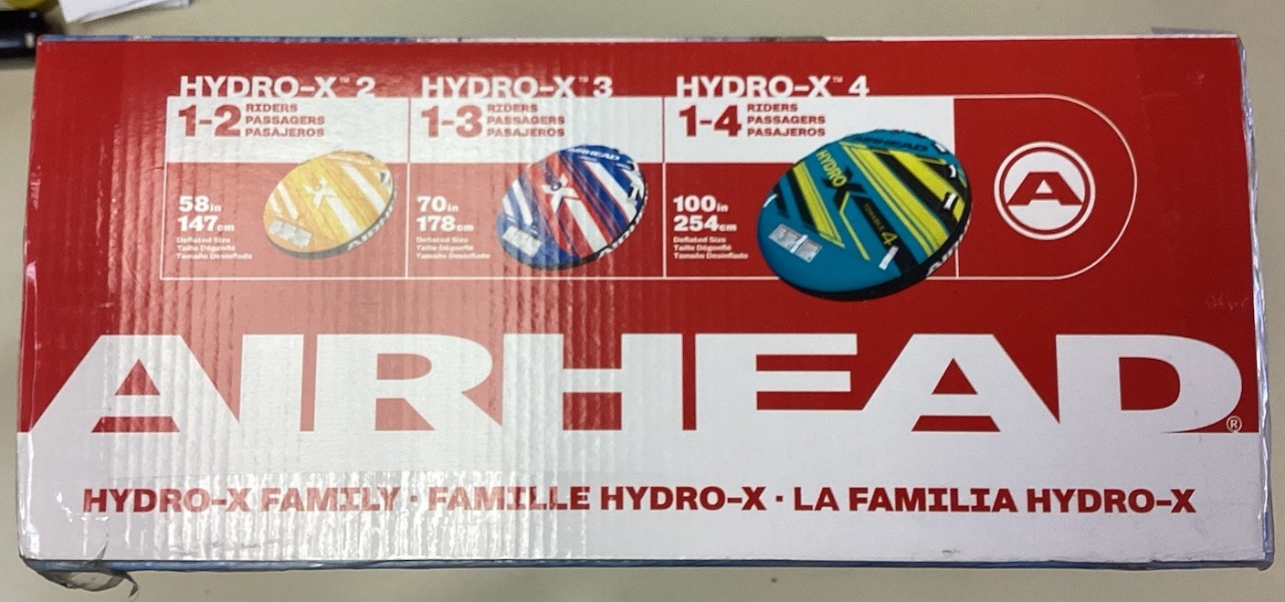 AIRHEAD HYDRO-X 3 Inflatable 1-3 Rider Boat Towable Water Tube 70-in