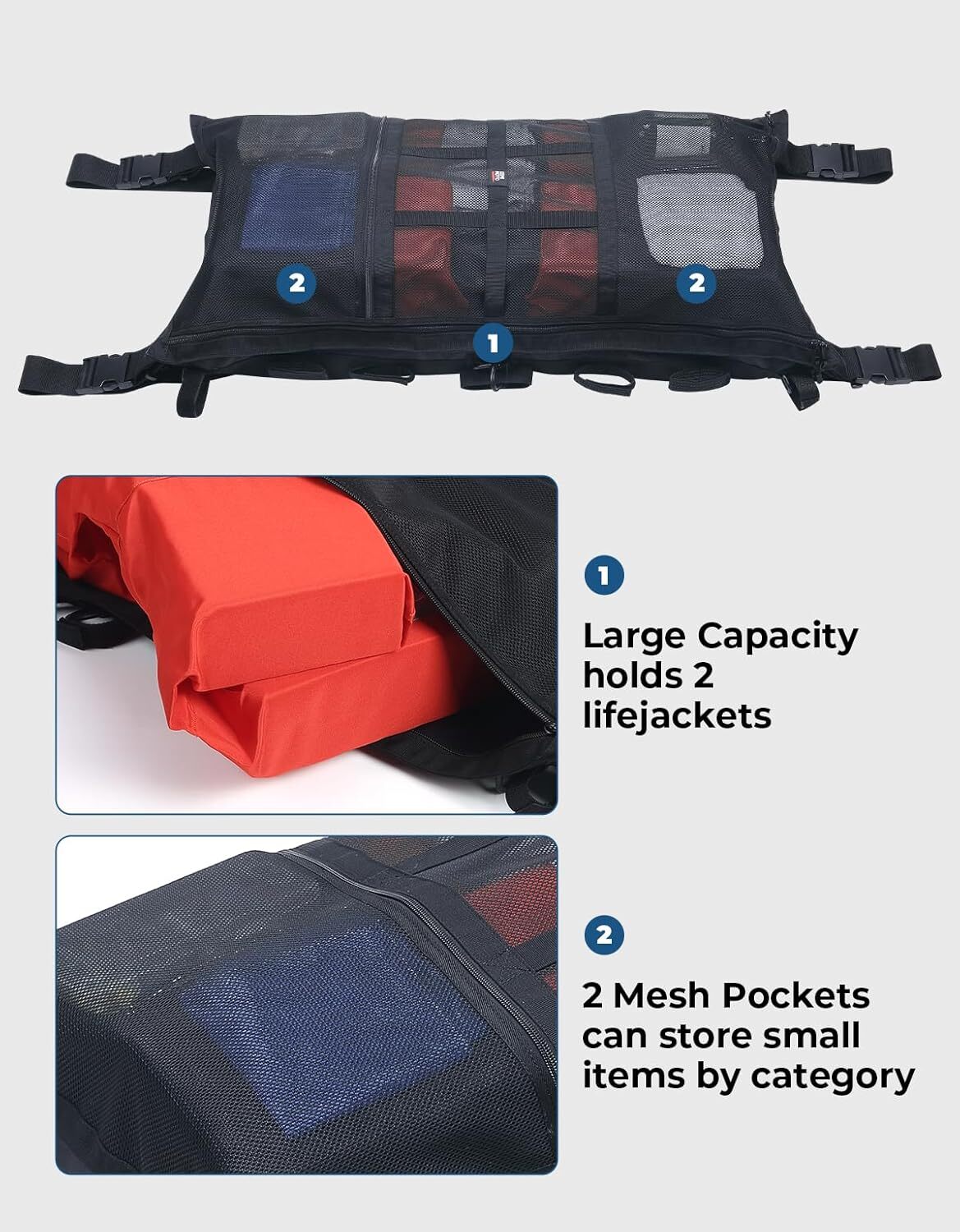KEMIMOTO T-Top Storage Bag Marine Boat Life Jacket Bag Waterproof Boat Bag Black