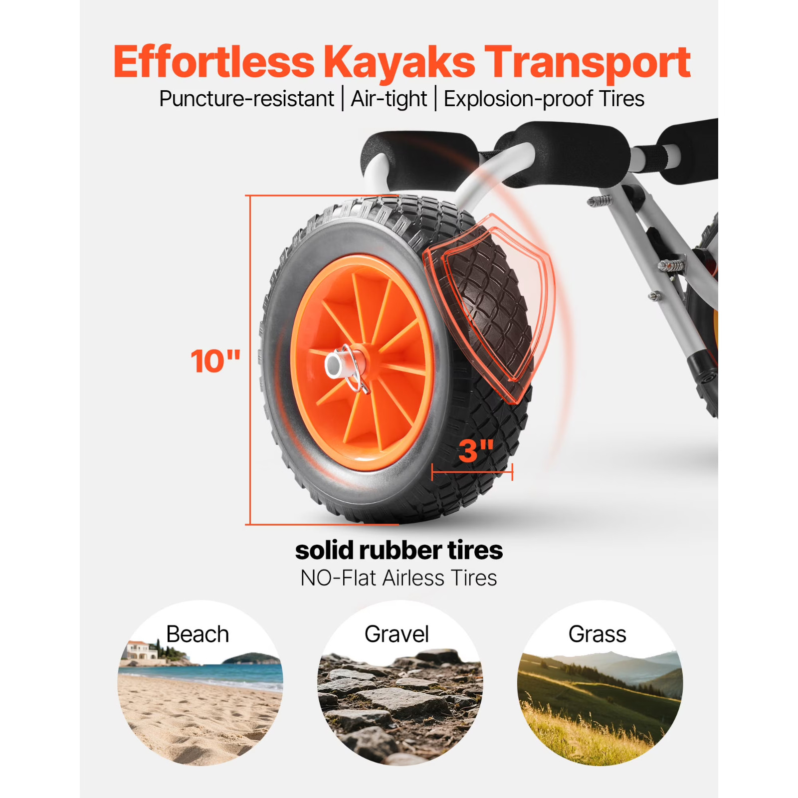 KFFKFF Foldable Kayak Cart 200 lbs Capacity, Durable Trolley Featuring 10-inch