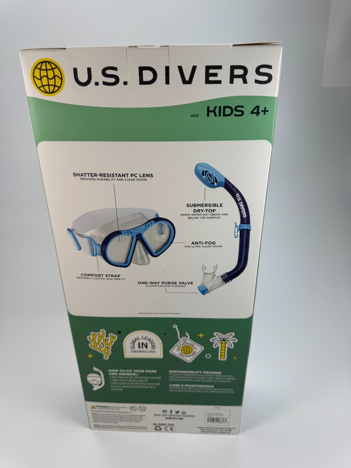 U.S. Divers Toucan Kid Mask & Snorkel Set Pink Teal Ages 4+ NEW In Box