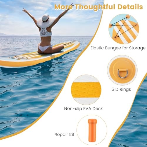 Paddle Board, Inflatable Stand Up Paddle Board with SUP 11FT Stripe
