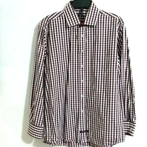 ENGLISH LAUNDRY Men’s Black and White Gingham Long Sleeve Shirt Size 16.5