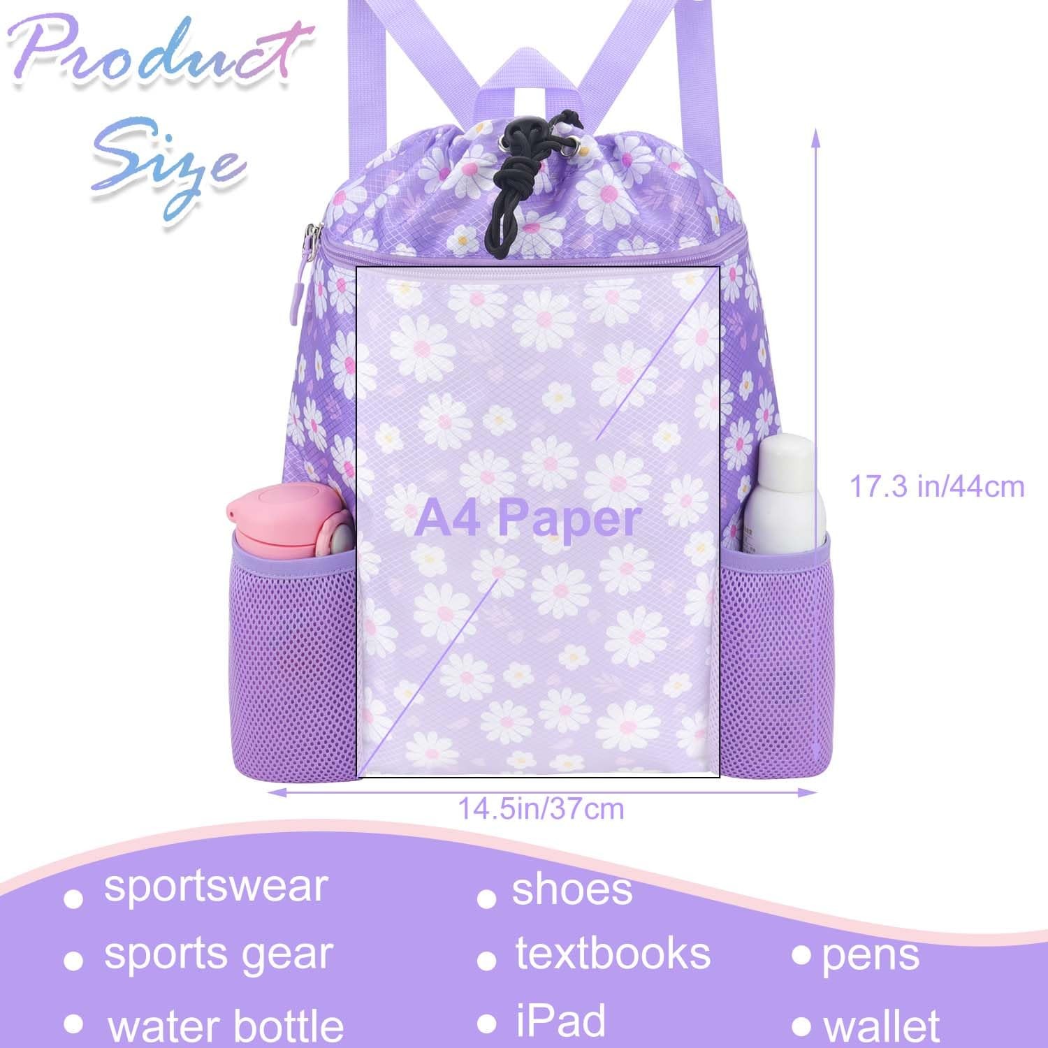 Lightweight Waterproof Swim Bags for Kids – Drawstring Backpack with Bottle