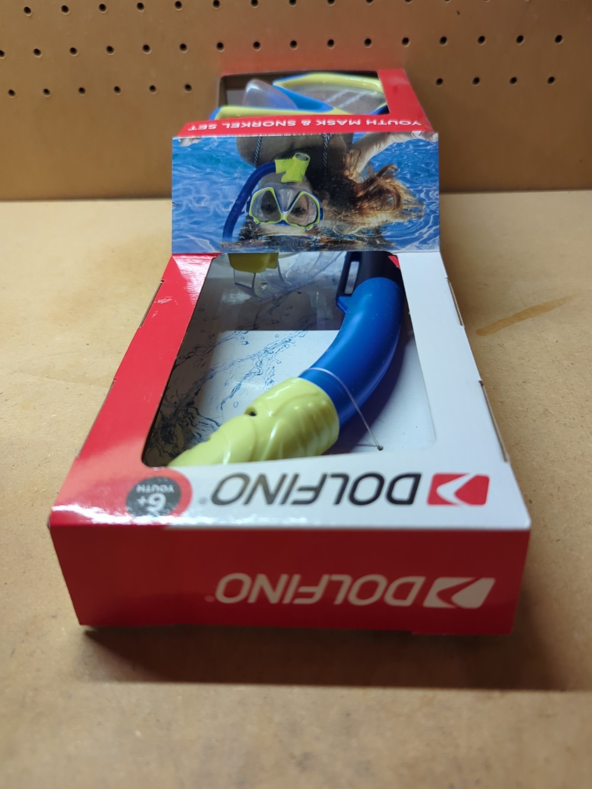 Dolfino Youth Mask & Snorkel 2-Piece Set Children 6+ Blue Yellow NEW IN BOX.