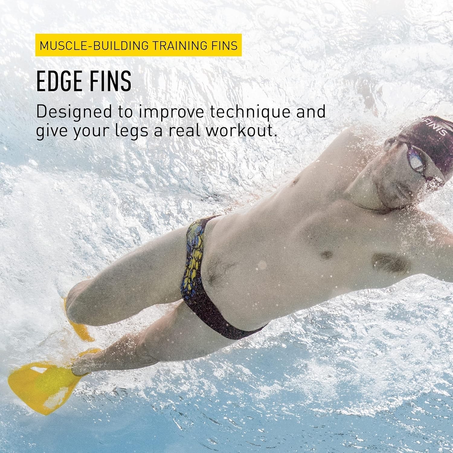 FINIS Edge Swim Fins for Men & Women – 100% Silicone Training Fins – Size XL